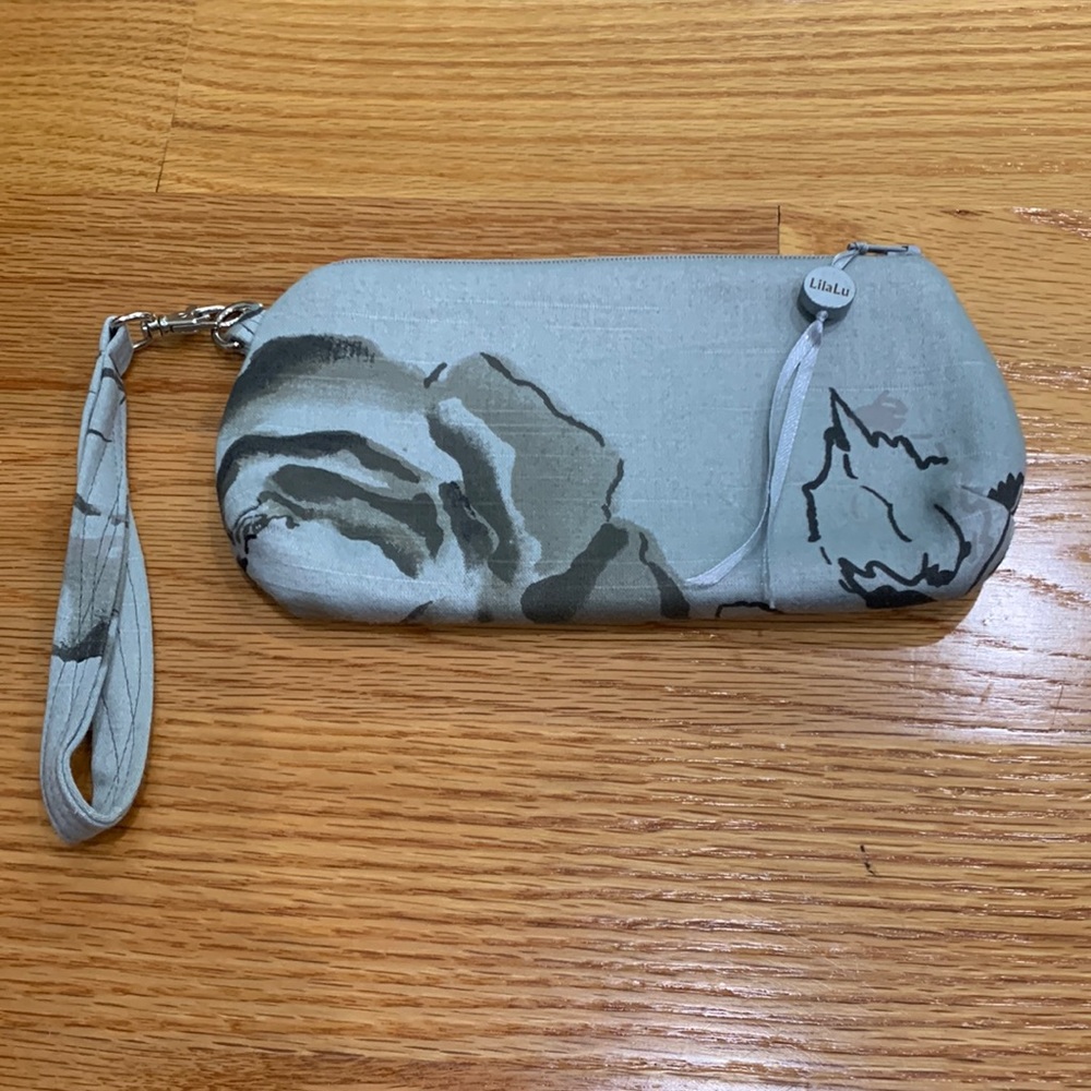 Silver floral wristlet